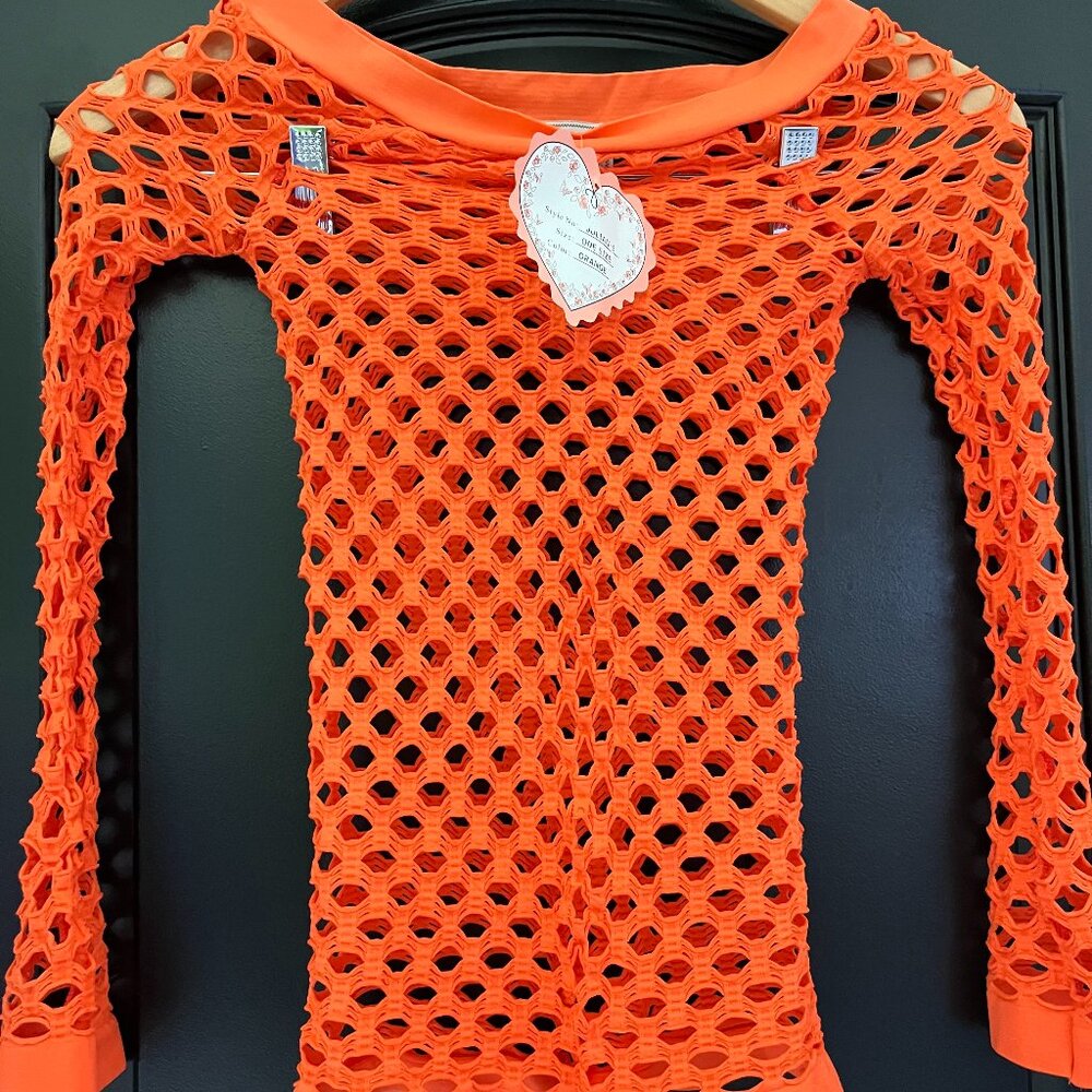 Kurve Stretchy Fishnet Long Sleeve Top